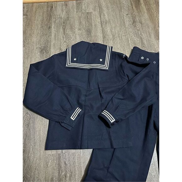 Vintage Military Wool USS Ranger Enlisted Top and Pants Navy Wool Wide Leg Sz 30 - Picture 5 of 15